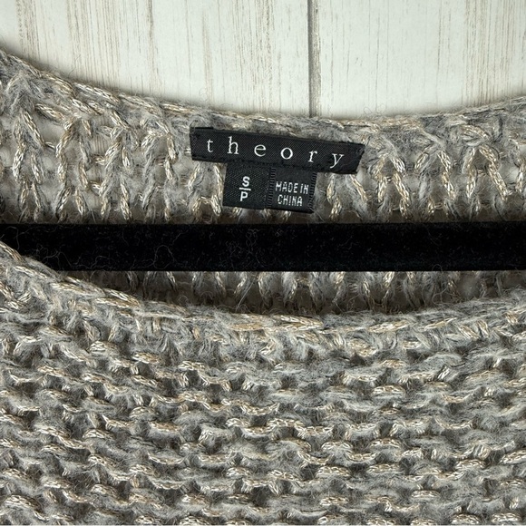 Theory gray taupe sparkle knit sweater Doleman sleeves Small - Picture 3 of 6